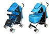 Детская коляска трость, коляска трость Ecobaby Tropic, Экобейби Тропик, с накидкой на ножки, цвет Sky, ярко-голубой с графитовым, коляска-трость на осень, трость с большим капором до бампера, трость с лежачим положением спинки, самая легкая трость